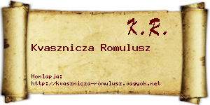 Kvasznicza Romulusz névjegykártya
